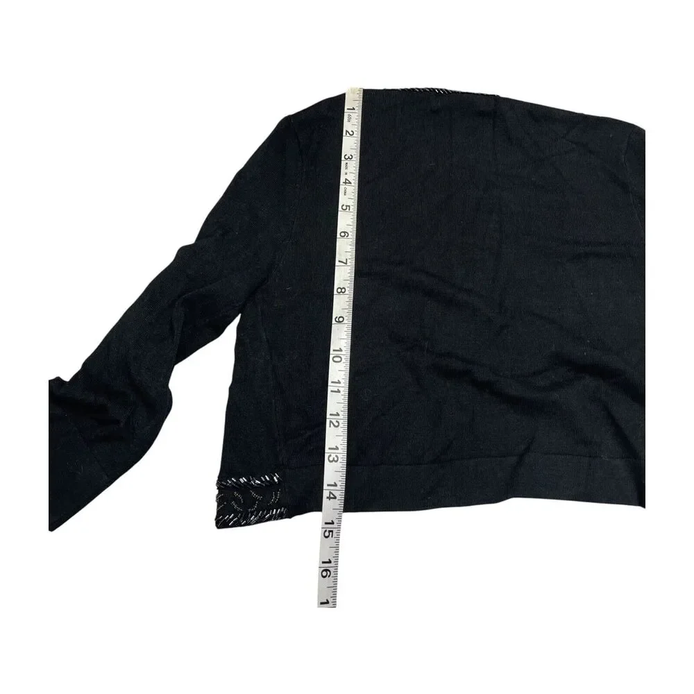 Jessica Howard Cardigan Sweater Women PS Black Nylon Stretch Cropped Long Sleeve - Picture 5 of 7
